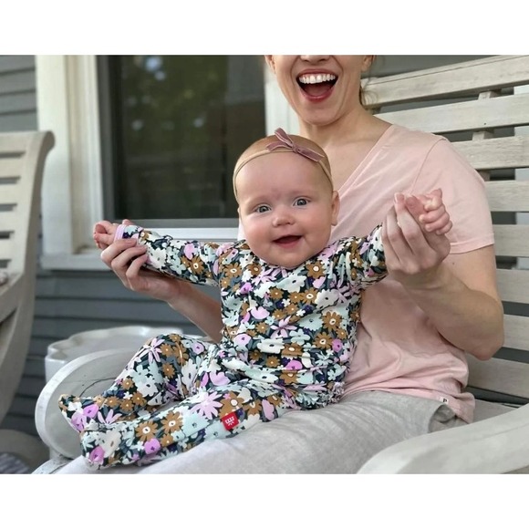 Magnetic Me Other - Magnetic Me Girl Floral Footie Sleeper Soft Modal Magnetic Closure Pajamas 12-18